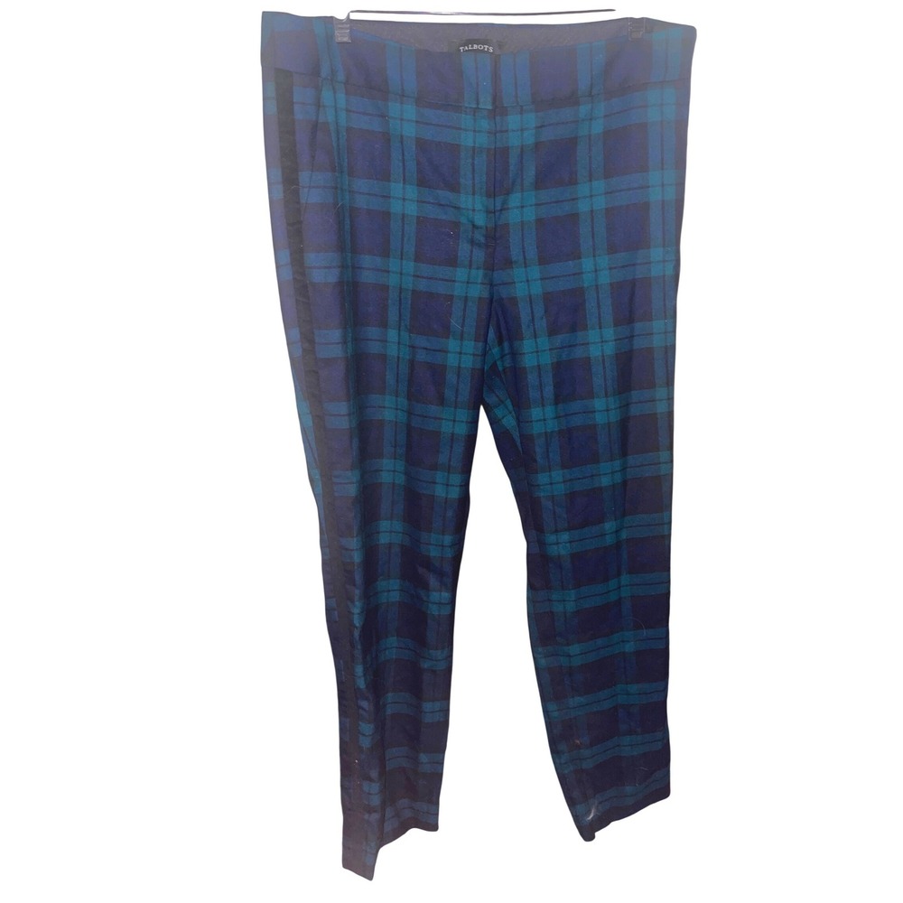 Talbots Hampshire Ankle Pants Women's Size 12 Plaid Wool Blend‎